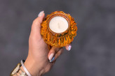جا شمعی کریستال عسلی دکوراتیو